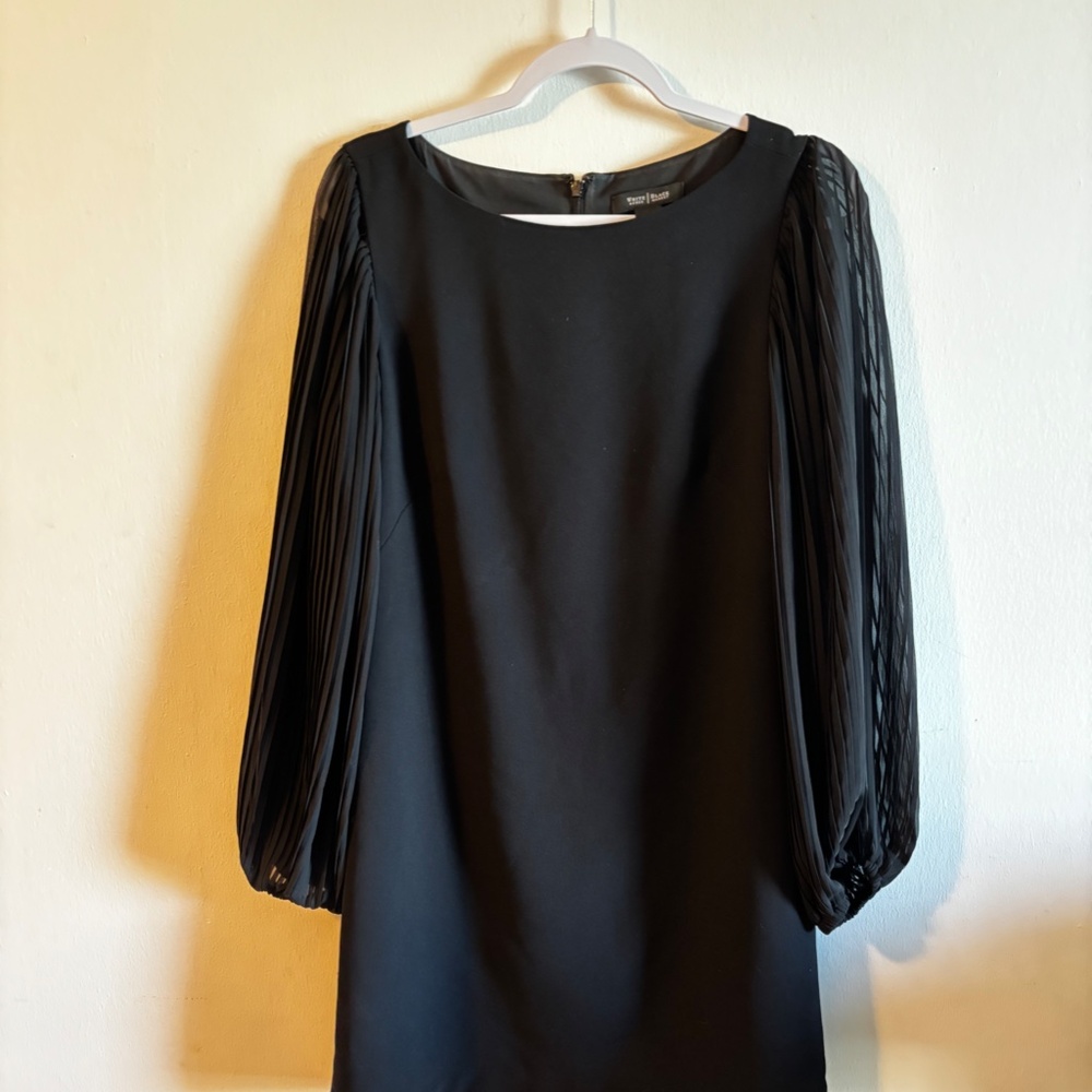 White House Black Market Black Dress with Pleated Sleeves